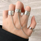 Punk Cool Link Chain Ring For Women Men Vintage Hip Hop Silver Color Chain Chunky Finger Knuckle Opening Rings Jewelry Gift