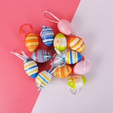 Cifeeo  6Pcs Easter Eggs Pendant Ornament Happy Easter Decorations For Home Colorful Eggs Hanging Easter Gift DIY Props Random Color