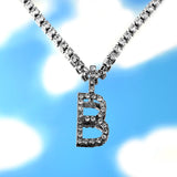 A-Z Custom Rhinestone Tennis Chain Letter Necklace for Women Men HipHop Jewelry Alphabet Pendant Necklace Choker Chain Wholesale