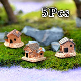 Christmas Gift 5Pcs Mini Doll House Stone House Resin Decorations for Home and Garden DIY Home and Garden DIY Decorations(Style Random)