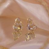 Luxury Hollow Butterfly Women Earring Bling Zircon Dazzling Stud Earring Wedding Engagement Jewelry Gift