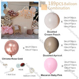 Christmas Gift 189pcs Doubled Apricot Cream Peach DIY Ballons Arch Kit Chrome Rose Gold Garland Globals Birthday Bridal Shower Party Supplies