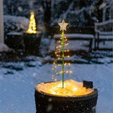 Christmas Gift LED Spiral Christmas Tree Light Solar LED Metal Spiral Christmas String Light Indoor Outdoor Holiday Decoration Lamp
