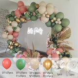 128Pcs Green Balloons Garland Retro Pink Green Doubled Skin Balloon for Baby Shower Wedding Birthday Party Decor Globos