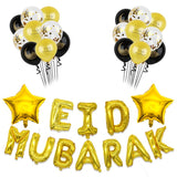 1set 5/10/16inch Eid Foil Balloons Gold Chrome Mubarak Ramadan Islam Decoration For Home Eid Al Adha Aid Moubarak Balloon Decor