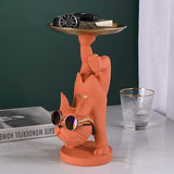 Cifeeo Resin Dog Statue Living Room Decor Decorative Storage Tray Sculpture Table Ornaments Animal Figurines For Home Desk Decoration