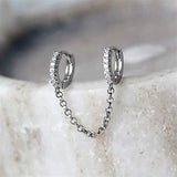 Exquisite Trend Gold Color Ear Pierced Earrings for Women Simple Personality Cz Double Hoop Chain Earrings Engagement Jewelry