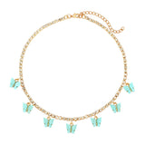 Cifeeo Fashion Bling Crystal Tennis Chain Choker Necklace for Women Gold Silver Color 7 Butterfly Cherry Pendant Necklace Party Jewelry