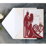 Cifeeo  100Pcs Bride And Groom Hollow Laser Cut Wedding Invitations Card Love Heart Greeting Card Valentine's Day Wedding Party Supplies