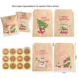 Christmas Gift 24Sets Christmas Kraft Paper Bags Santa Claus Snowman Fox Holiday Xmas Party Favor Bag Candy Cookie Pouch Gift Wrapping Supplies