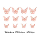 12PCs/Set 3D Hollow Decorative Butterfly Wall Stickers For Kids Rooms Home Decor Fridge Stickers DIY Party Wedding Butterflies