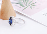 Christmas Gift With Certificate Princess Cut 3.2ct Created Blue Sapphire Ring Original Silver Charms Engagement Jewelry Rings For Women