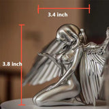 Christmas Gift Figurines & Miniatures Silver Angel Wings Resin Crafts Desktop Ornaments Garden Ornaments Home Decor  Angel Cabochon