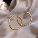 Design Sense Metal Golden Bamboo Shape Big Hoop Earrings For Woman 2020 New Fashion Korean Jewelry Wedding Party Unusual Earring