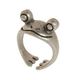 New Frog Ring for Women Artistic Design Retro Opening Resizable Unisex Female Statement Rings Silver Color Gift