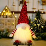 Christmas Gift Holiday Light Christmas Decoration Lamp Rudolph Doll Christmas Glow No Face Doll Ornaments Sequins with Lights Bedroom Decor