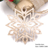 Christmas Gift 6PCS/Lot Vintage Christmas Snowflakes Wooden Pendants Ornaments Wood Craft  Kids Toys Christmas Decorations Tree Ornaments Gifts