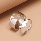 2 Pcs/set Fashion Simple Dinosaur Open Ring Creative Design Dinosaur Adjustable Rings for Women Punk Party Couple Ring Jewelry