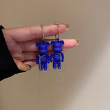 Cifeeo Korean New Style Simple Blue Bow Earrings Fashion Versatile Geometric Earrings Female Jewelry