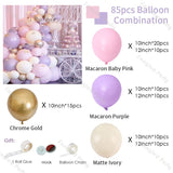 85pcs Macaron Baby Pink Purple Balloons Garland Ivory Gold Baby Shower Balloon Arch Birthday Wedding Gender Reveal Decorations