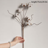 Natural Dried Cotton Flowers Stems Farmhouse Artificial Cotton Filler Floral Fake Flower DIY Home Wedding Christmas Decorations