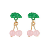 Fashion Cherry Earrings for Women Elegant Dried Flower Resin Cherries Pendant Earrings Wholesale Jewelry