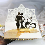 10pcs European Laser Cut Wedding Invitations Card 3D Tri-Fold Diamond Ring Elegant Greeting Card Wedding Party Favor Decoration