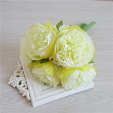 Cifeeo 5pc Artificial Peony Silk Flowers Fake Flower Arrangement Wedding Bridal Bouquet Home Display Party Festival Decor White Peony