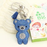 Heart Keychain Leather Tassel Key Holder Metal Crystal Key Chain Keyring Charm Auto Pendant Gift