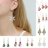 PATIMATE Christmas Tree Santa Claus Earring Pendant Christmas Decoration For Home  Xmas Navidad Decor Happy New Year