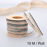 10M/Roll Vintage Jute Burlap Rolls Hessian Ribbon With Lace Wedding Party Xmas New Year  Decoration DIY Craft Gift Wrapping