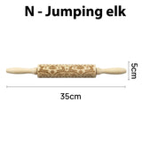 Christmas Pattern Rolling pin Wooden Embossing Biscuit Fondant Baking Tools Reindeer Dough Engraved Roller Trees Socks Bells