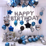 Boy / girl 18 th birthday party decoration foil and latex mix gold silver blue helium balloon 32inch number 16inch letter ball 917