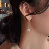 Cifeeo New Elegant Hollow Out Zircon Flower Long Earrings Fashion For Woman Korean Jewelry Luxury Party Girl's Unusual Earrings