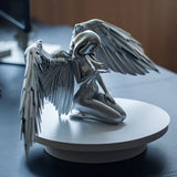 Christmas Gift Figurines & Miniatures Silver Angel Wings Resin Crafts Desktop Ornaments Garden Ornaments Home Decor  Angel Cabochon