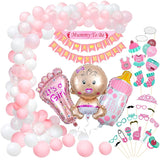 Cifeeo 56Pcs/Set Baby Shower Girl Party Decorations Its A Girl Banner Mummy To Be Shoulder Strap Photo Props Baby Shower Balloon