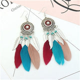 ZOSHI  Long Tassel Fashion Feather Style Ethnic Boho Big Dangle Statement Earring Wedding Earrings Accessories Wholesale