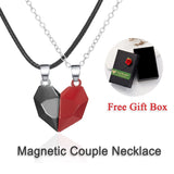 Christmas Gift 2Pcs Magnetic Couple Necklace Astronaut Lovers Heart Pendant Distance Faceted 2021 New Charm Necklace For Women Men Jewelry Gift