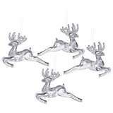 Christmas Gift 4pcs transparent Snowflake Deer Pendant 2021 Christmas Party Decoration Christmas Tree Decor Hanging Ornaments New Year Gifts