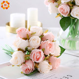 Christmas Gift 1 Bouquet Artificial Rose Bouquet Decorative Silk Flowers Bride Bouquets for Wedding Home Party Decoration Wedding Supplies1