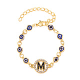 Christmas Gift Turkish Lucky Evil Eye Bracelet Gold Color Bangle Rhinestone Blue Eyes Letter Bracelet For Women Men Couple Gothic Jewelry