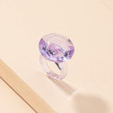 Cifeeo Ins Transparent Purple Acrylic Resin Acetic Acid Irregular Knuckle Finger Piercing Rings Trendy Korean Fashion Party Jewelry