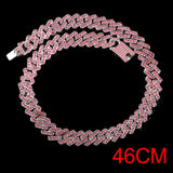 15mm Cuban Link Chains Necklace Fashion Hiphop Jewelry For Women Men Bling Iced Out  Full Rhinestone Rapper Necklaces Collar