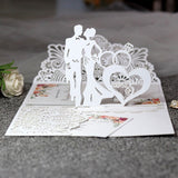 10pcs European Laser Cut Wedding Invitations Card 3D Tri-Fold Diamond Ring Elegant Greeting Card Wedding Party Favor Decoration