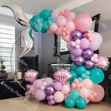 CIFEEO 134pcs Pastel Little Mermaid Balloon Arch Kit Maca Purple Pink Shell Balloon Garland Birthday Party Princess Decoration Backdrop