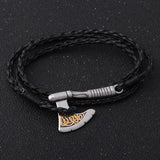 Nordic Viking Valknut Axe Amulet Charm Multilayer Leather Bracelet Bangle for Women & Men Jewelry Gift