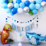 Christmas Gift 1SET Shark/Dolphin/Fish Cartoon Balloons Sea Animal Cupcake Toppers Happy Birthday Kids Paper Garland Baby Shower Party Supplies