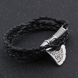 Nordic Viking Valknut Axe Amulet Charm Multilayer Leather Bracelet Bangle for Women & Men Jewelry Gift