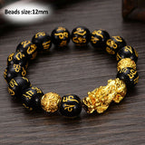 Wealth and Good Luck Chinese Fengshui Pixiu Bracelet Unisex  Wristband Men Women Bracelets Obsidian Beads Bracelet Jewelry Gift