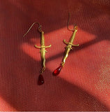 Dagger Earrings with Red Blood,Knife Earrings,red Drop Earring,horror Jewelry